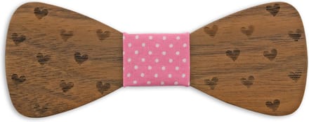 We Love Ties - Strikken - Houten strik True Love - bruin / roze / wit