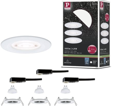 LED-inbouwlamp Nova GU10 Flat stijf IP44 3x4,9W 3x550lm 230V 4000K Wit mat
