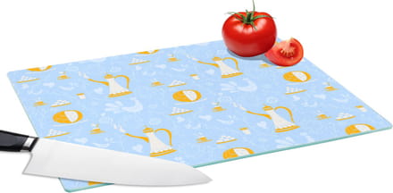 Glazen Snijplank - 39x28 - Patronen - High tea - Thee - Snijplanken Glas
