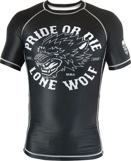 PRIDE or Die Rash Guard Lone Wolf Zwart Wit - S