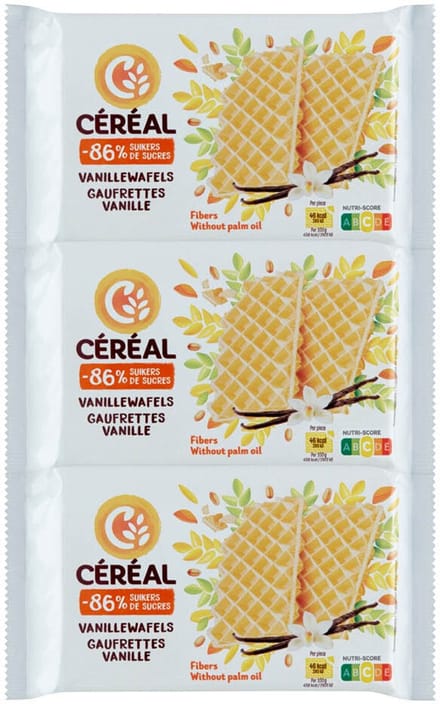 Céréal Vanillewafels - 3 x 90 gr - Voordeelverpakking