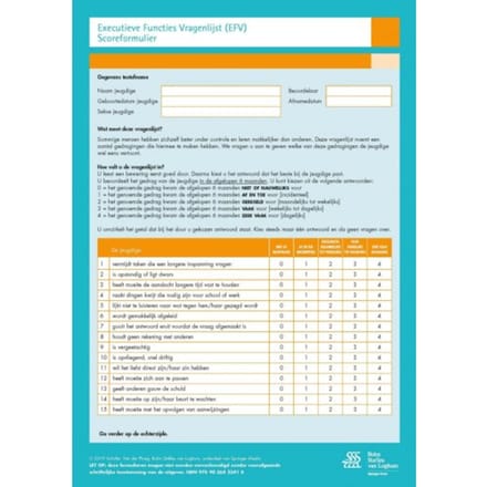 Executieve Functies Vragenlijst (Efv) Scoreformulieren - Evert Scholte