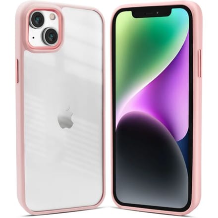 Coverzs telefoonhoesje geschikt voor Apple iPhone 14 Plus solid bumper hoesje - optimale bescherming - mat - transparant / roze