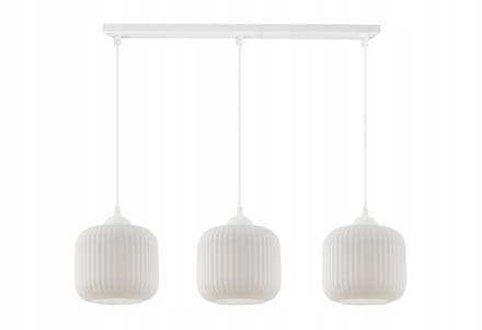 Moderne witte hanglamp met 3 cilindervormige kap RIFFLE