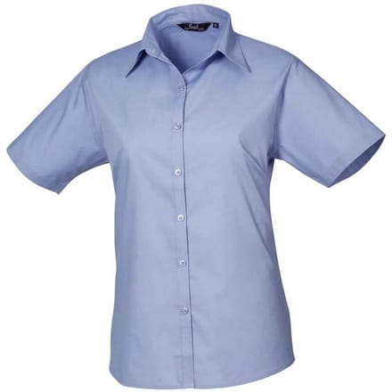Premier Dames/Dames Popeline Blouse met Korte Mouwen (Middenblauw)