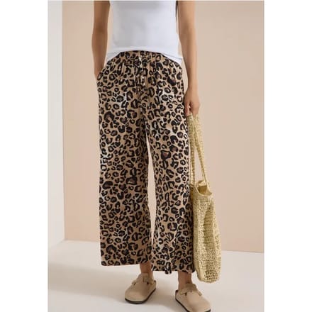 7/8 High Waist broek met Wide Leg en leoprint