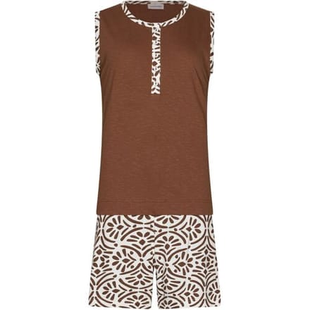 Pastunette - Shortama- Terra Luna - Katoen - Bruin - Mouwloos - Maat 38