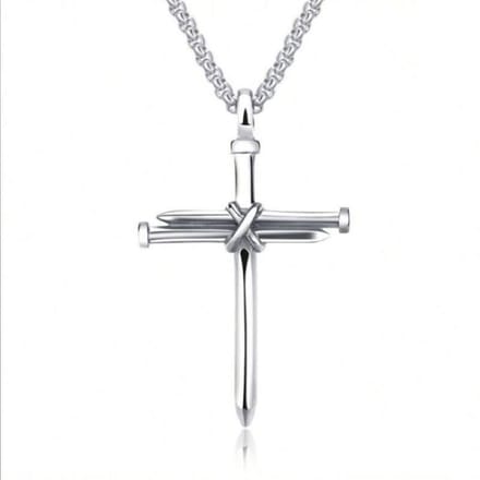 Ketting met kruisje spijker zilverkleur