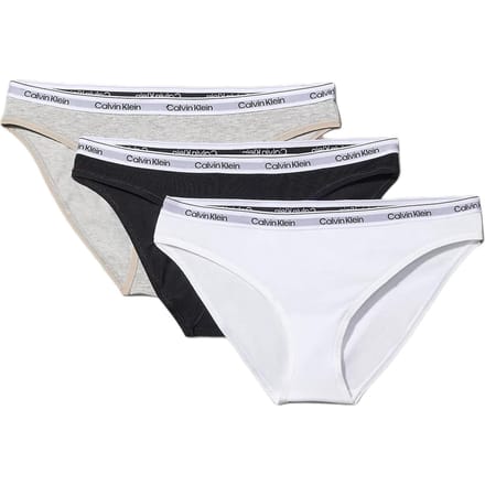 Calvin Klein Bikini Pack de 3 Color Block Confortable Jacquard de Lettres Triangle Sous-vêtements Sous-vêtements Femme 000QD5207E-MPI L white