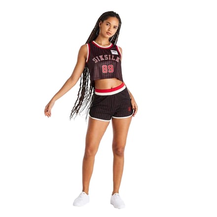 SikSilk Dames/Dames Pinstripe Athletic Basketbal Shorts (Zwart, Rood)