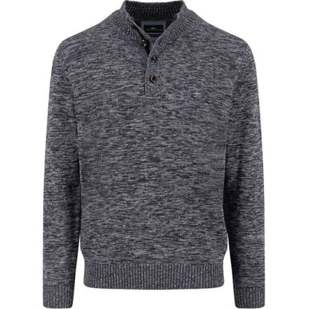 Fynch-Hatton Trui Buttoned Troyer Twisted Mouliné Charcoal / male