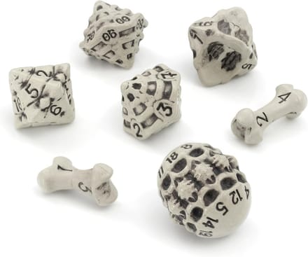 7-delige RPG Dobbelstenen Set met Schedel & Botten Thema voor Rollenspellen