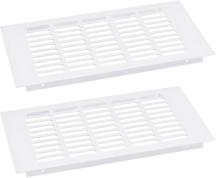 Ventilatierooster Wit Rechthoekig voor Kast en Ventilatie 2 Stuks Aluminium