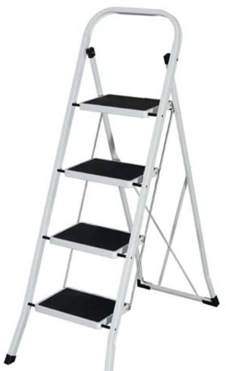 Stalen trap ladder 4 treden wit