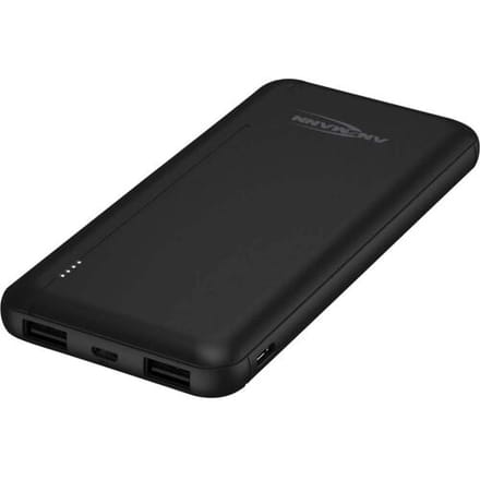 Ansmann PB212 Powerbank 10000 mAh Smart IC LiPo Micro-USB, USB-C, USB Zwart Statusweergave