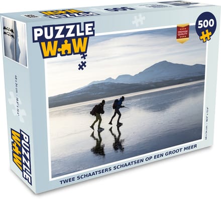 Puzzel Twee schaatsers schaatsen op een groot meer - Legpuzzel - Puzzel 500 stukjes