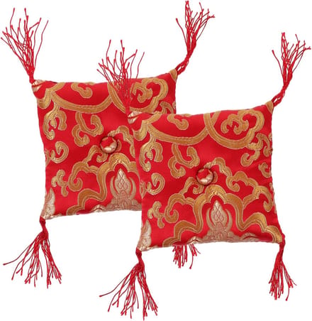 Klankschaal Kussen - Meditatie Kom Mat - Boeddhistisch Ritueel - Speciaal Concaaf Ontwerp - 12x12x3 cm - Rood