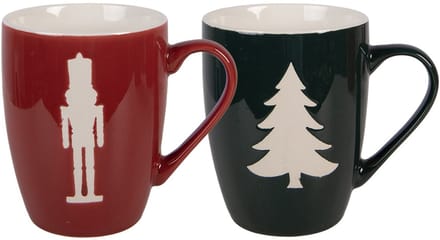 Clayre & Eef Mok Set van 2 350 ml Rood Porselein