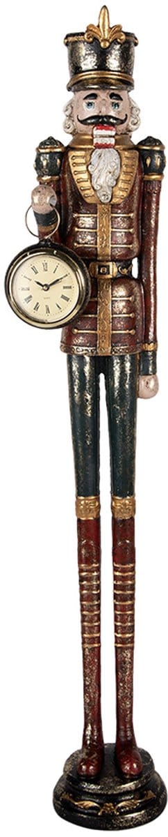 Clayre & Eef Kerstdecoratie Beeld Notenkraker 10x10x66 cm Rood Kunststof