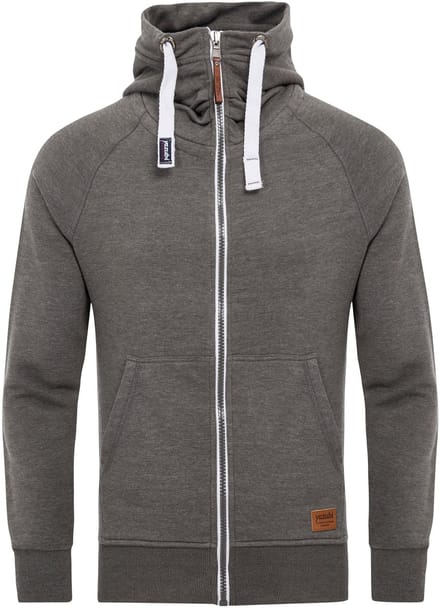 Yazubi Heren Hoodie Jacob – Regular Fit – Katoenmix Stretch – Grijs – Rits & Kap