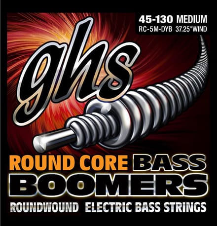 GHS RC-5M-DYB Round Core Bass Boomers 5-string medium snarenset