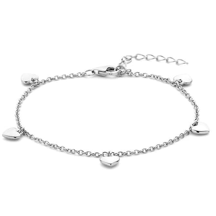 Armband Hartjes 16 + 3 Cm Zilver Gerhodineerd