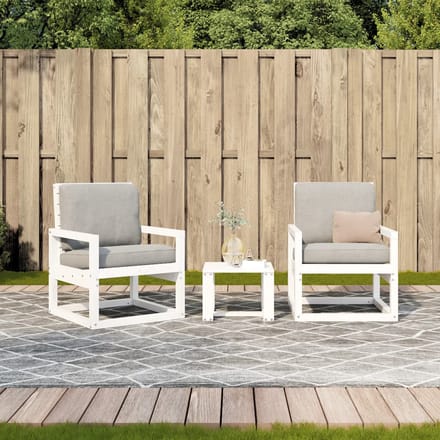 vidaXL - 3-delige - Loungeset - massief - grenenhout - wit