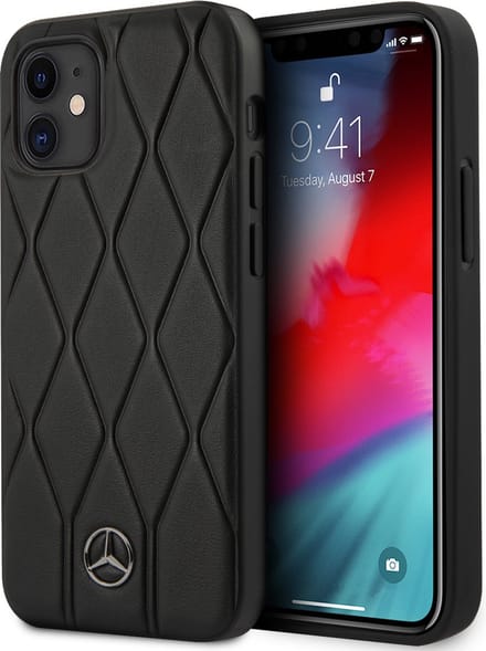 iPhone 12 Mini Backcase hoesje - Mercedes-Benz - Effen Zwart - Leer