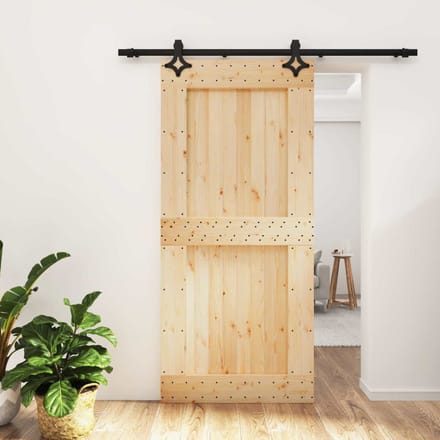 vidaXL - Schuifdeur - 95 - x - 210 - cm - Massief - Pine - Hout - (Onbehandeld)