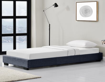 Houten bed Laag linnen met bedbodem 90x200 cm donkergrijs