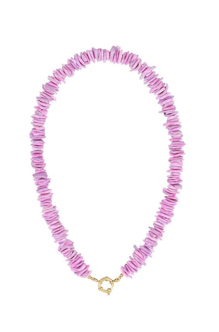 Yehwang Schelpen Ketting - Fuchsia - Roestvrij Staal