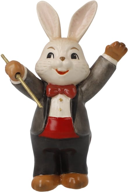 Goebel - Pasen | Decoratief beeld Haas Muzikant Dirigent | Aardewerk - 8cm - paashaas