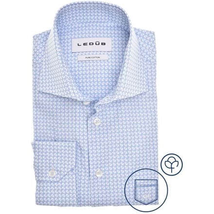 Ledûb Overhemd Two-Tone Fine-Circle Fantasy Licht Blauw / male