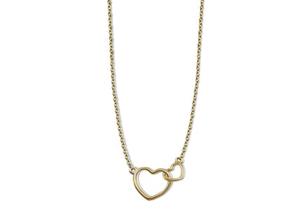Ketting met 2 hartjes Zilver Gold-Platded XN005G 42-45cm