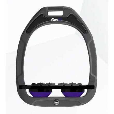 Platte Ultra Grip stijgbeugels Antraciet/Zwart/Paarse Flex-On Green Composite