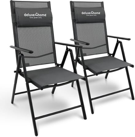 Tuinstoel set - Klapstoel terras - Comfortabel relaxen - 7-traps verstelbaar - 65 x 106 cm - Antraciet