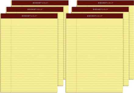 Schrijfblokken 8-1/2" x 11-3/4" Juridische Regel 50 Vellen 6-Pack
