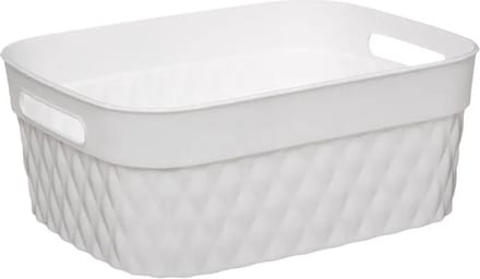5Five Opbergmand/box van kunststof - wit - 21 x 27 x 11 cm - 5 liter