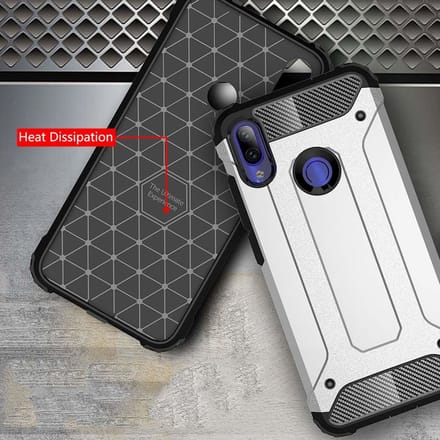 Ntech Hoesje Geschikt voor Xiaomi Redmi Note 7 Dual layer Rugged Armor hoesje - Zwart