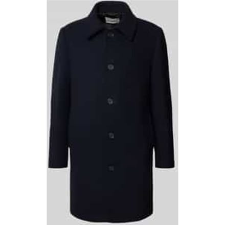 Regular fit lange wollen jas met platte kraag, model 'ARCHIVE'