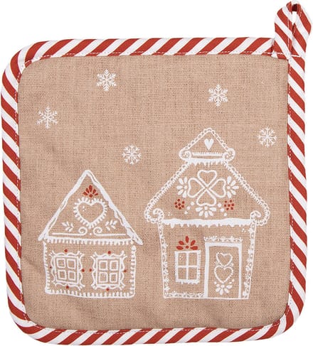 Clayre & Eef Pannenlap 20x20 cm Bruin Katoen Gingerbread house