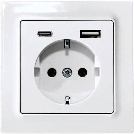 Eltako DSS55E+USBA+C-pg Stopcontact Inbouw (in muur), Schroefbevestiging