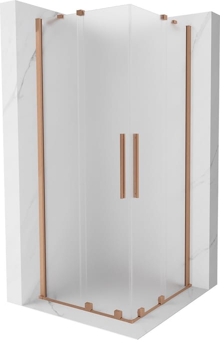 Mexen Velar Duo schuifdouchecabine 100 x 100 , matglas, geborsteld koper - 871-100-100-32-65