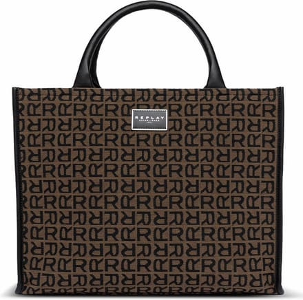 REPLAY Schoudertas Shopper Logo Bruine