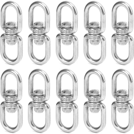 10 Pcs Crochets Émerillons M6 Double Extrémité Acier Inoxydable 8?Connecteur Manille Anneau de Forme white
