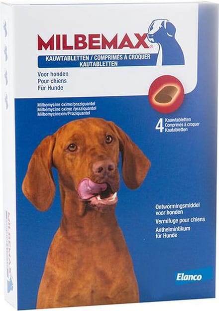 Milbemax Kauwtabletten - Hond - 4 Tabletten