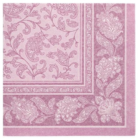 8x 20 Servetten ROYAL Collection 1/4 vouw 40 cm x 40 cm paars Ornaments