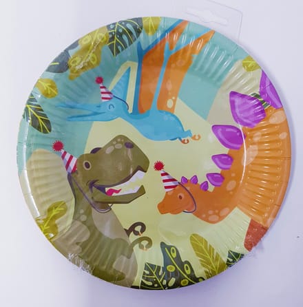 KINDERFEEST BORDJES - PAPIEREN BORDJES DINO - DINOSAURUS - 6 STUKS