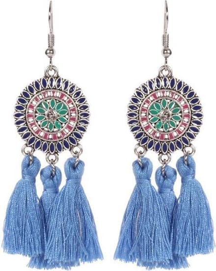 Fako Bijoux® - Oorbellen - Bohemia - Kwastjes - Blauw