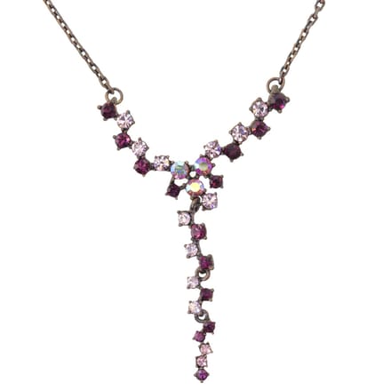 Behave - Ketting - Dames - Rosékleurig - Paarse Steentjes - 46 cm